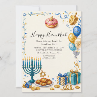 Elegant Menorah Hanukkah Party Jewish celebration Invitation
