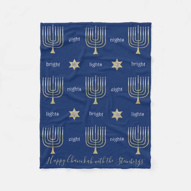 Elegant Menorahs Fleece Blanket (Front)