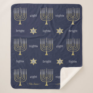 Elegant Menorahs Sherpa Hanukkah Blanket/Medium Blanket