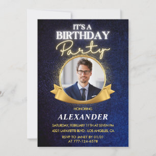Elegant Mens 37th birthday invitations Chic