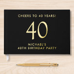 Elegant Mens 40th Birthday Party Foil Guest Book<br><div class="desc">Elevate his 40th birthday party with this elegant black guestbook featuring genuine gold foil,  "Cheers to 40 Years" and his name in modern lettering,  Personalize your title on the spine and change the foil color to silver or rose gold if desired.</div>