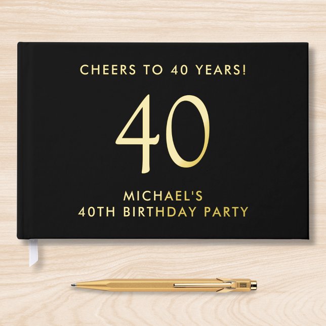 Elegant Mens 40th Birthday Party Foil Guest Book (Creator Uploaded)