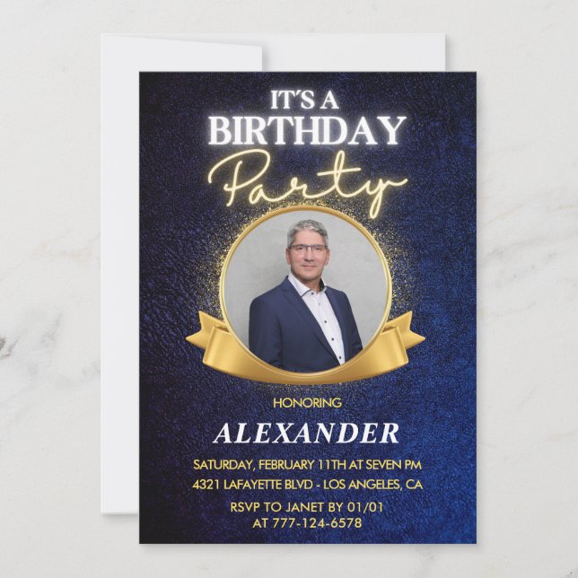 Elegant Mens 52nd birthday invitations   Chic (Front)