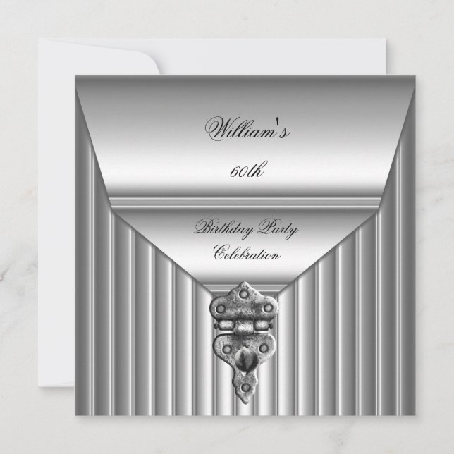 Elegant Mens 60th Birthday Party Lock Mans 2 Invitation (Front)