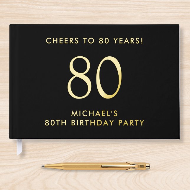 Elegant Mens 80th Birthday Party Foil Guest Book (Creator Uploaded)