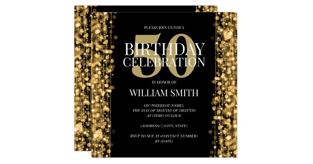 Elegant Mens Birthday Party Sparkles Gold Invitation