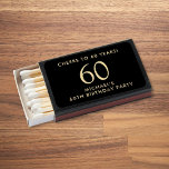 Elegant Mens Black Gold 60th Birthday Party Matchboxes<br><div class="desc">Add a spark of celebration to your milestone party with these modern black and gold matchbox favors, personalized for a 60th birthday celebration (yet customizable for any age such as 40th, 50th, 70th, etc.) Featuring a clean minimalist design that showcases “Cheers to 60 Years!”, these elegant keepsakes are both stylish...</div>