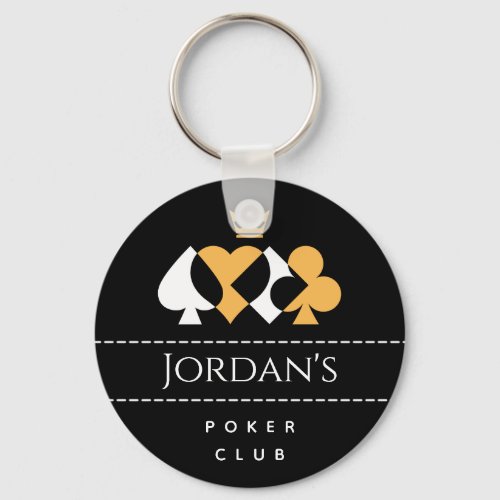 Elegant Mens Poker Club Royal Suit Symbol  Name  Keychain