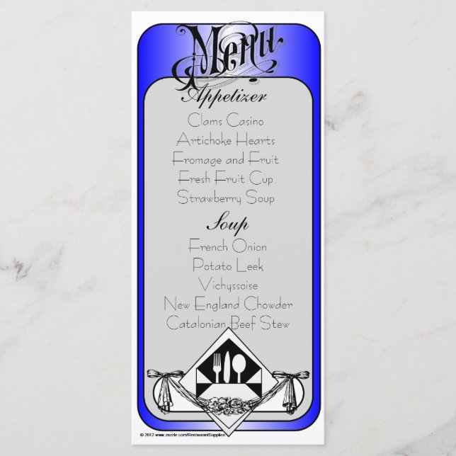 Elegant Menu Card Color 13 (Front)