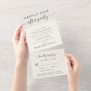 Elegant Menu Choice Cream Wedding Reception All In One Invitation