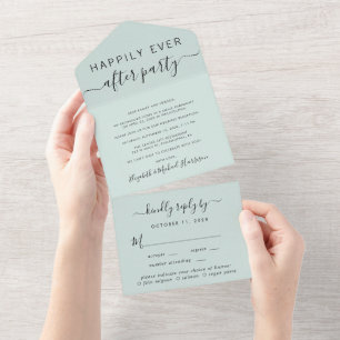 Elegant Menu Choice Mint Wedding Reception All In One Invitation