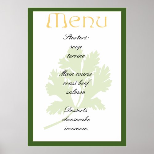 Elegant menu design poster