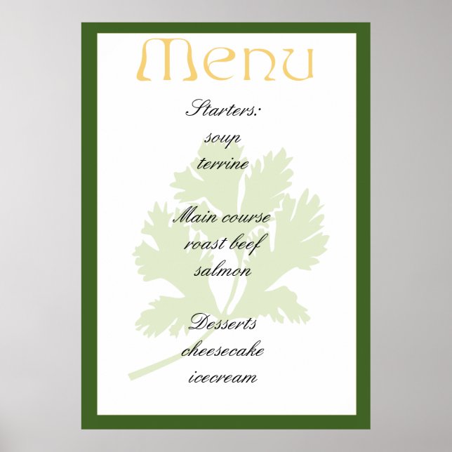 Elegant menu design poster (Front)