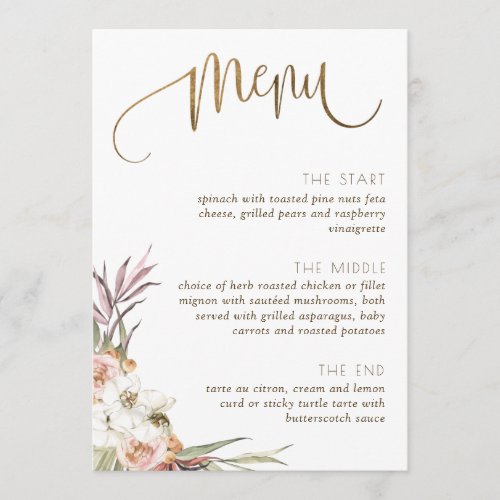 Elegant MenuPlace Card Dried Palm Leaves Cream