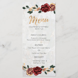Elegant Menu - Red Roses Gold Details