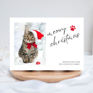 Elegant Meowy Christmas Cat Photo Christmas Holiday Card