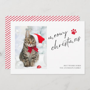 Elegant Meowy Christmas Cat Photo Christmas Holiday Card