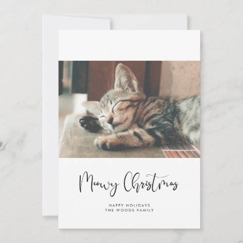 Elegant Meowy Christmas Cat photo Holiday Card