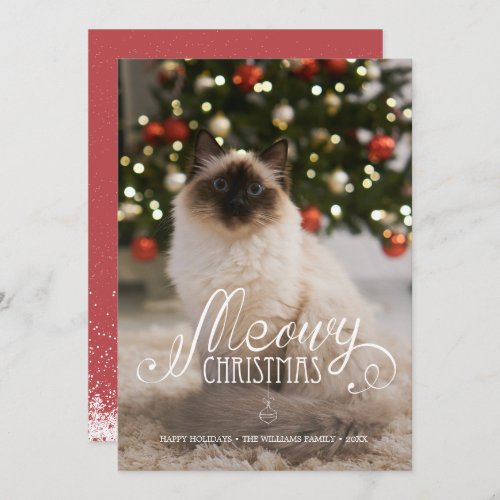 Elegant Meowy Christmas Photo Cat Pet Holiday Card