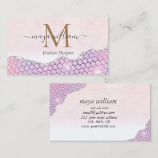Elegant  Mermaid Edges Pink Glitter Agate  