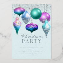 Elegant Mermaid Ornament Christmas Party Foil Invitation