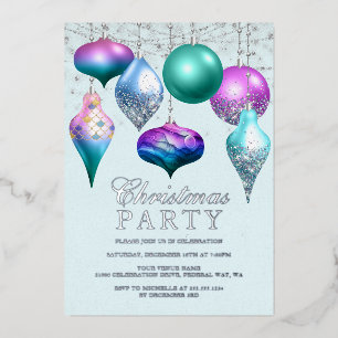 Elegant Mermaid Ornament Christmas Party Foil Invitation