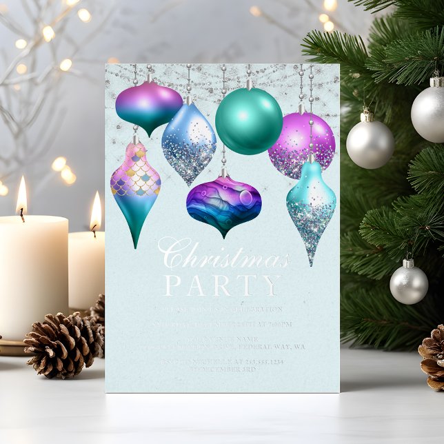 Elegant Mermaid Ornament Christmas Party Foil Invitation (Elegant Mermaid Ornament Christmas Party Foil Invitation)