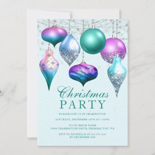 Elegant Mermaid Ornament Christmas Party Invitation