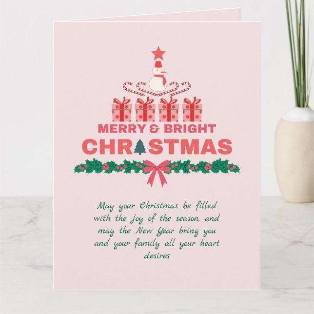 Elegant Merry And Bright Christmas 2023 Colorful  Card (Front)