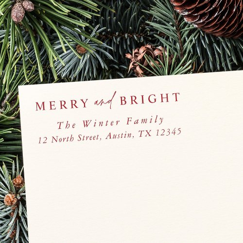 Elegant Merry and Bright Christmas Return Address Self_inking Stamp