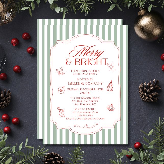 Elegant Merry And Bright Corporate Christmas Party Invitation (Creator Uploaded)
