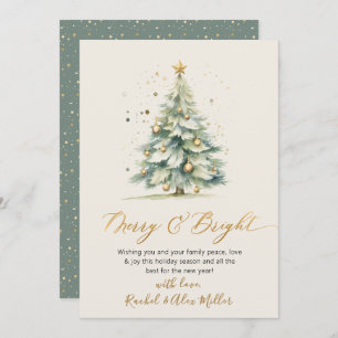 Elegant Merry and Bright Non Photo Christmas Tree Holiday Card