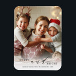 Elegant Merry and Bright Photo Holiday  Magnet<br><div class="desc">Simple and elegant holiday photo kitchen magnet.  For more advanced customization of this design,  please click the Customize Further link to change the font,  size,  color,   etc.</div>