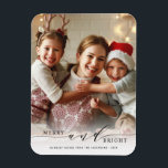 Elegant Merry and Bright Photo Holiday  Magnet<br><div class="desc">Simple and elegant holiday photo kitchen magnet.  For more advanced customization of this design,  please click the Customize Further link to change the font,  size,  color,   etc.</div>