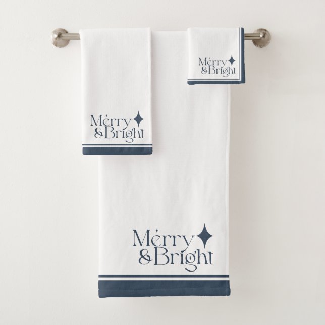 Elegant Merry & Bright | Christmas Blue Bath Towel Set (Insitu)