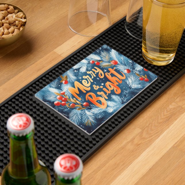 Elegant Merry & Bright Christmas Festive Floral Bar Mat (Insitu (Bar 2))