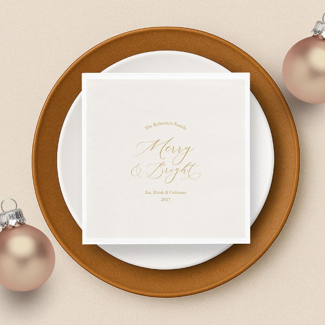 Elegant “Merry & Bright” Christmas Napkins (Creator Uploaded)