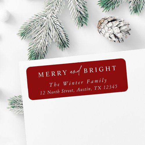 Elegant Merry  Bright Christmas Return Address Label
