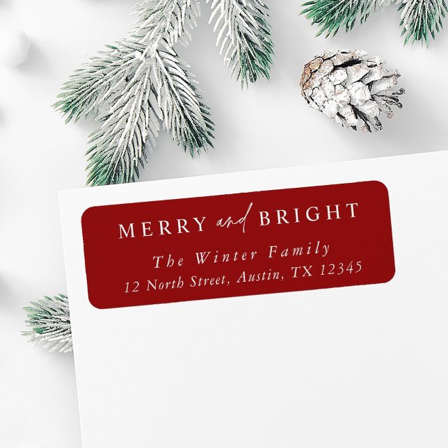 Elegant Merry & Bright Christmas Return Address Label (Creator Uploaded)