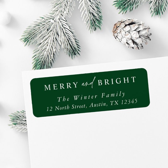 Elegant Merry & Bright Christmas Return Address Label (Creator Uploaded)