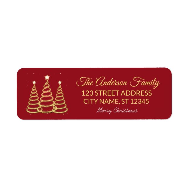 Elegant Merry & Bright Tree Lights Red and Gold   Label (Front)