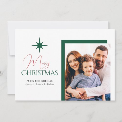 Elegant Merry Christmas 1 Family Photo Flat Card
