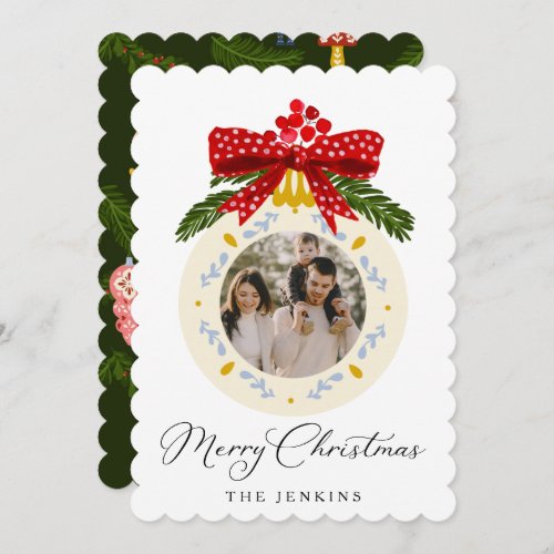 Elegant Merry Christmas 1 Photo Holiday Card