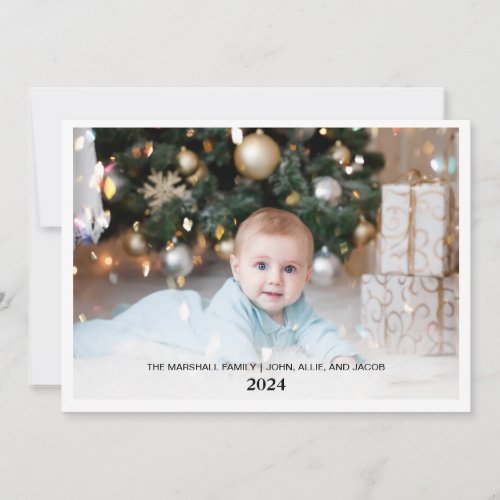 Elegant Merry Christmas 2024 Holly Berries Photo  Holiday Card