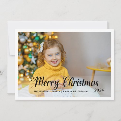 Elegant Merry Christmas 2024 Photo Typography Holiday Card