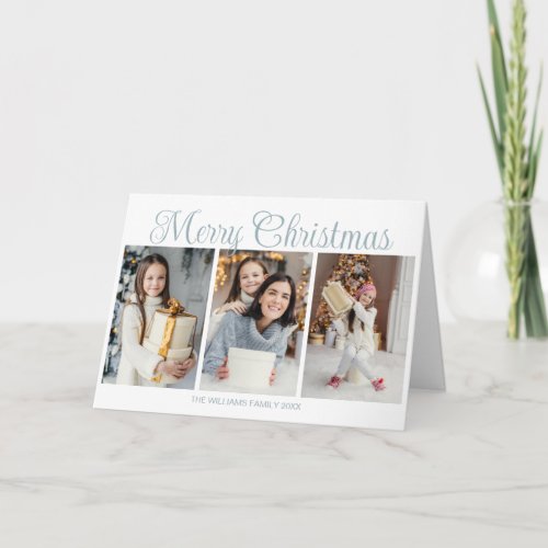 Elegant Merry Christmas 2026 Family Photo Collage Holiday Card