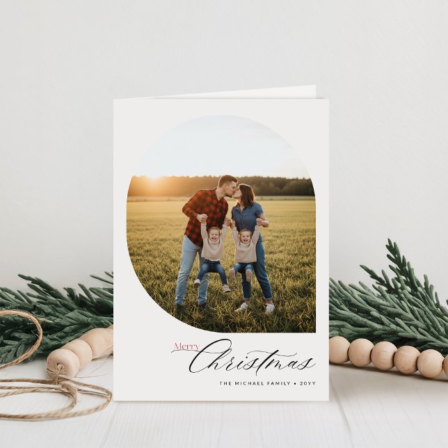 Elegant Merry Christmas Arch Family Photo Collage Holiday Card (Creator Uploaded)