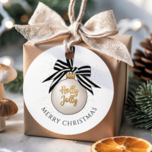 Elegant Merry Christmas Bauble Favor Tags