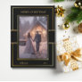 Elegant Merry Christmas Black Gold Couple Photo  Holiday Card