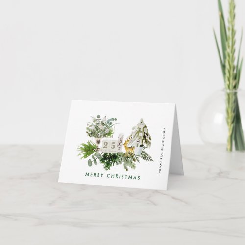 Elegant Merry Christmas Boho Composition Corporate Holiday Card